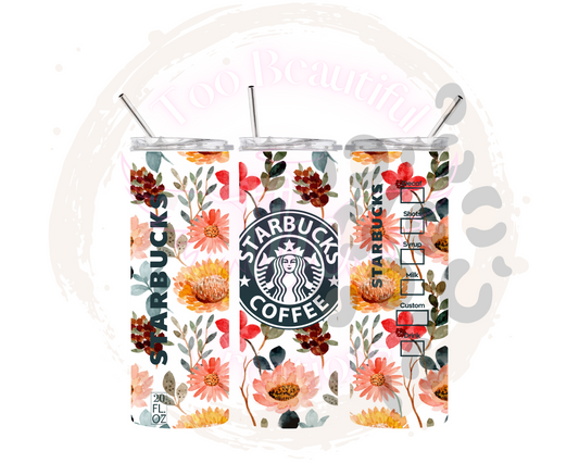 Floral Starbies Coffee Tumbler