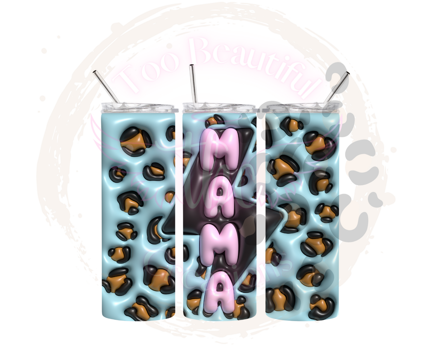Mama Cheetah Puff Sublimation Tumbler Transfer