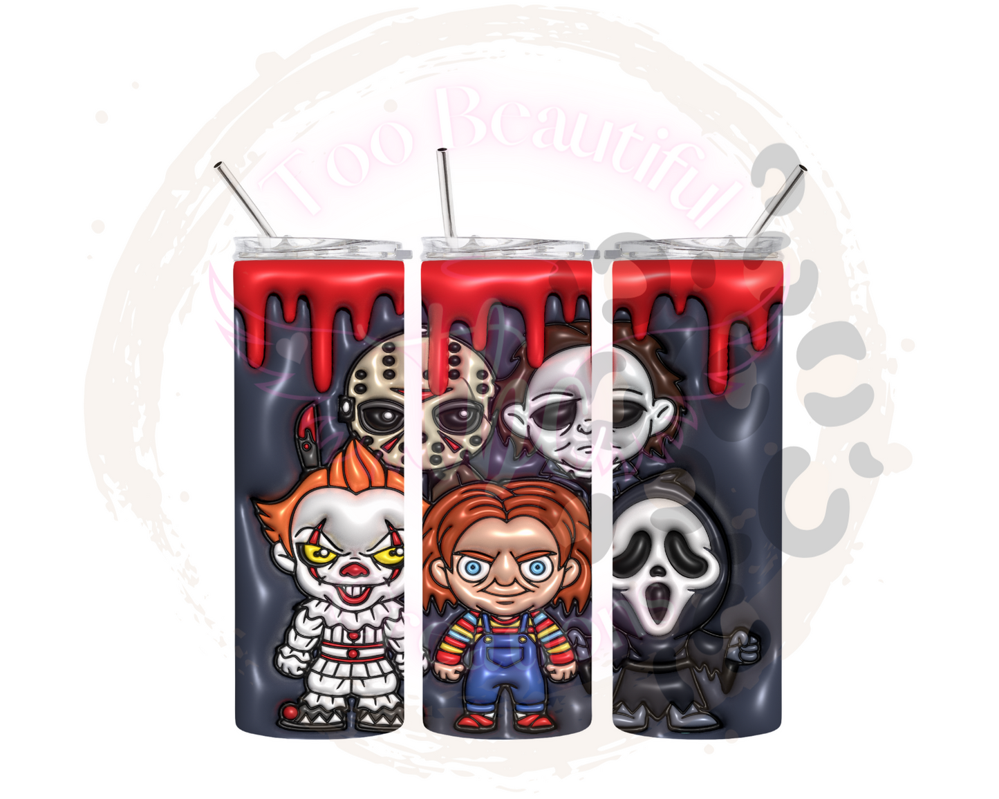 Scary Guys Puff Sublimation Tumbler Transfer