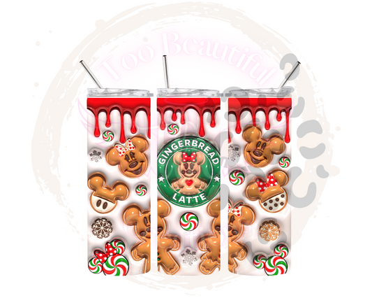 Mouse Christmas Gingerbread Latte Sublimation Tumbler Transfer