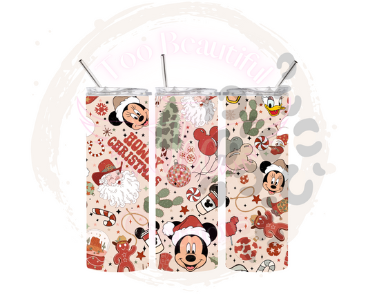 Howdy Mouse Christmas Sublimation Tumbler Transfer