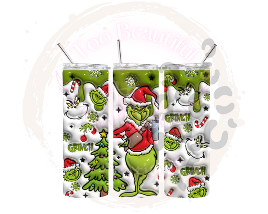 Green Christmas Bouje Grinch Sublimation Tumbler Transfer