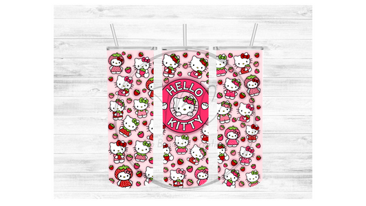 Hello Strawberry Kitty (Pink) Sublimation Tumbler Transfer