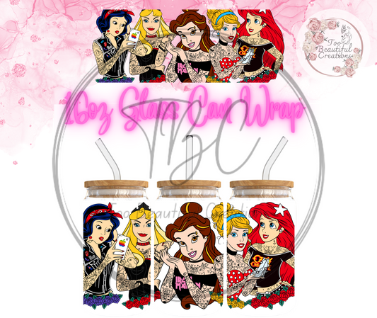 Tatted Princesses Glass Can Sublimation Transfer