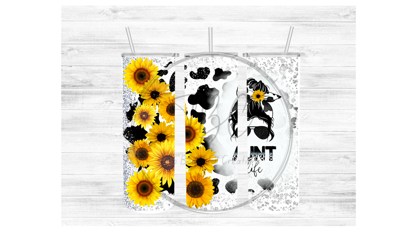 Aunt Life (Sunflower/Cow) Sublimation Tumbler Transfer