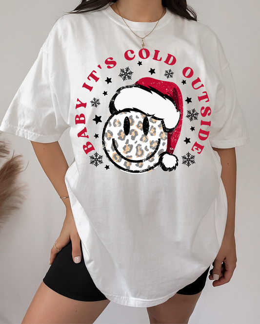 Baby It's Cold Outside Smiley (Cheetah) Sublimation Print