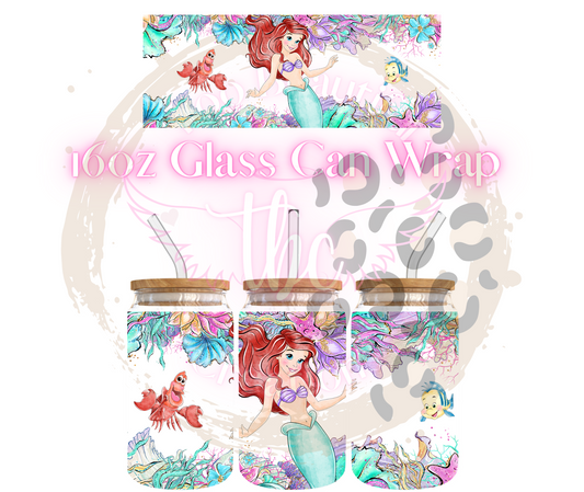 Mermaid & Friends Glass Can Sublimation Transfer