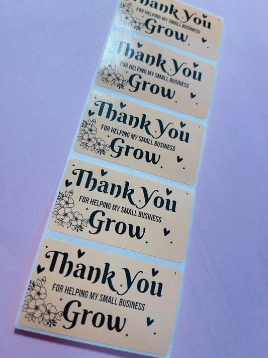 Thank You For Helping My Business Grow Packaging Stickers