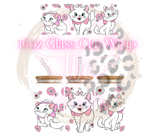 Cute Kitty Glass Can Sublimation Transfer