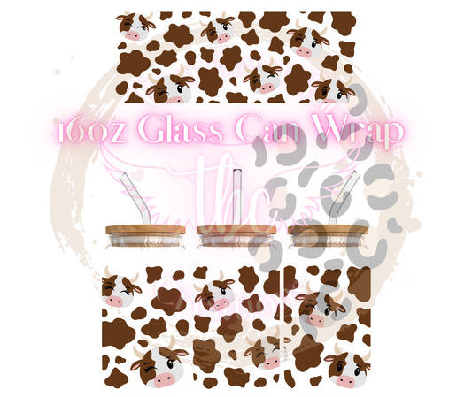 Moo Moo Cow Glass Can Sublimation Transfer