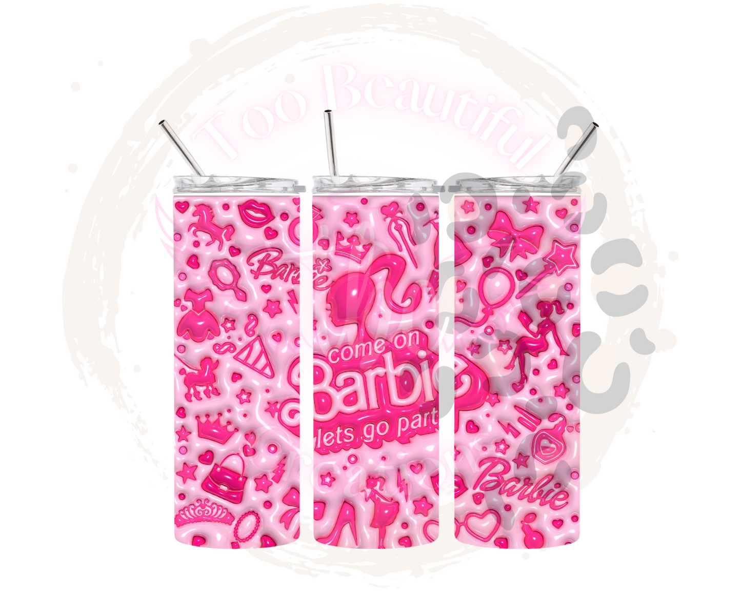 Barbie Party Puff Sublimation Tumbler Transfer