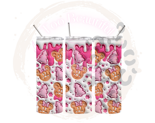 Pink Minnie Christmas Gingerbread Sublimation Tumbler Transfer