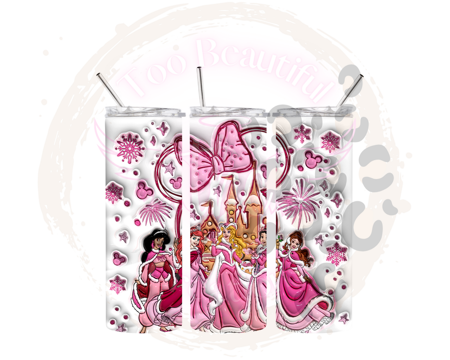 Pink Princess Christmas Sublimation Tumbler Transfer