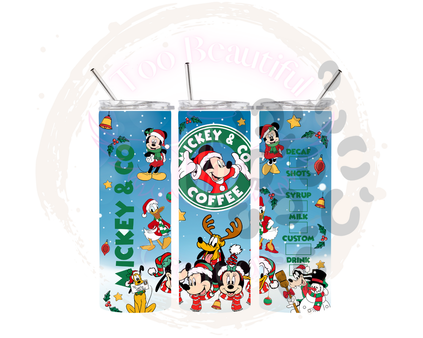 Mouse Christmas Coffee Sublimation Tumbler Transfer