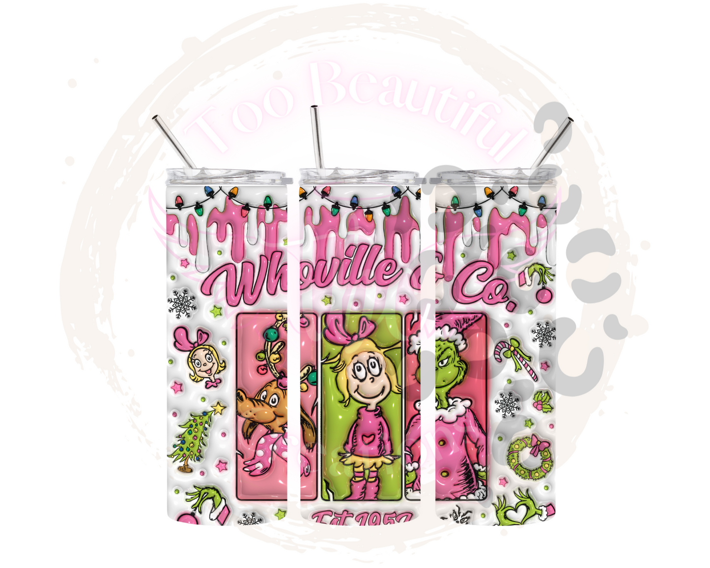 Pink Christmas Whoville Sublimation Tumbler Transfer