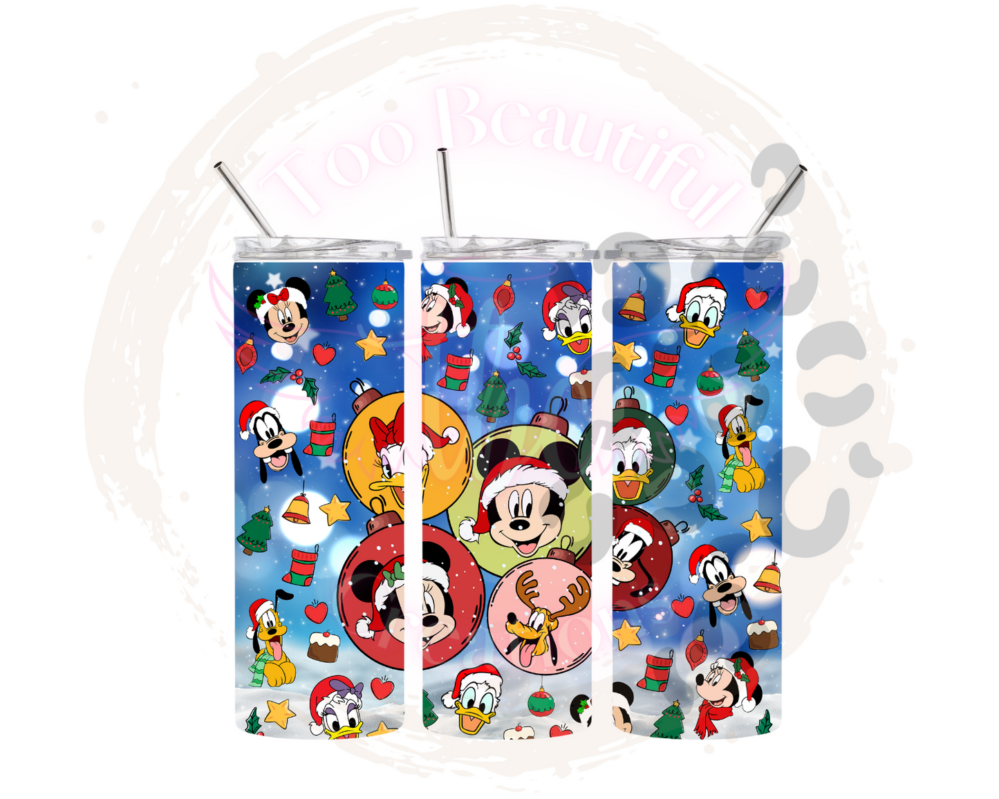 Christmas Mouse & Friends Bulbs Sublimation Tumbler Transfer