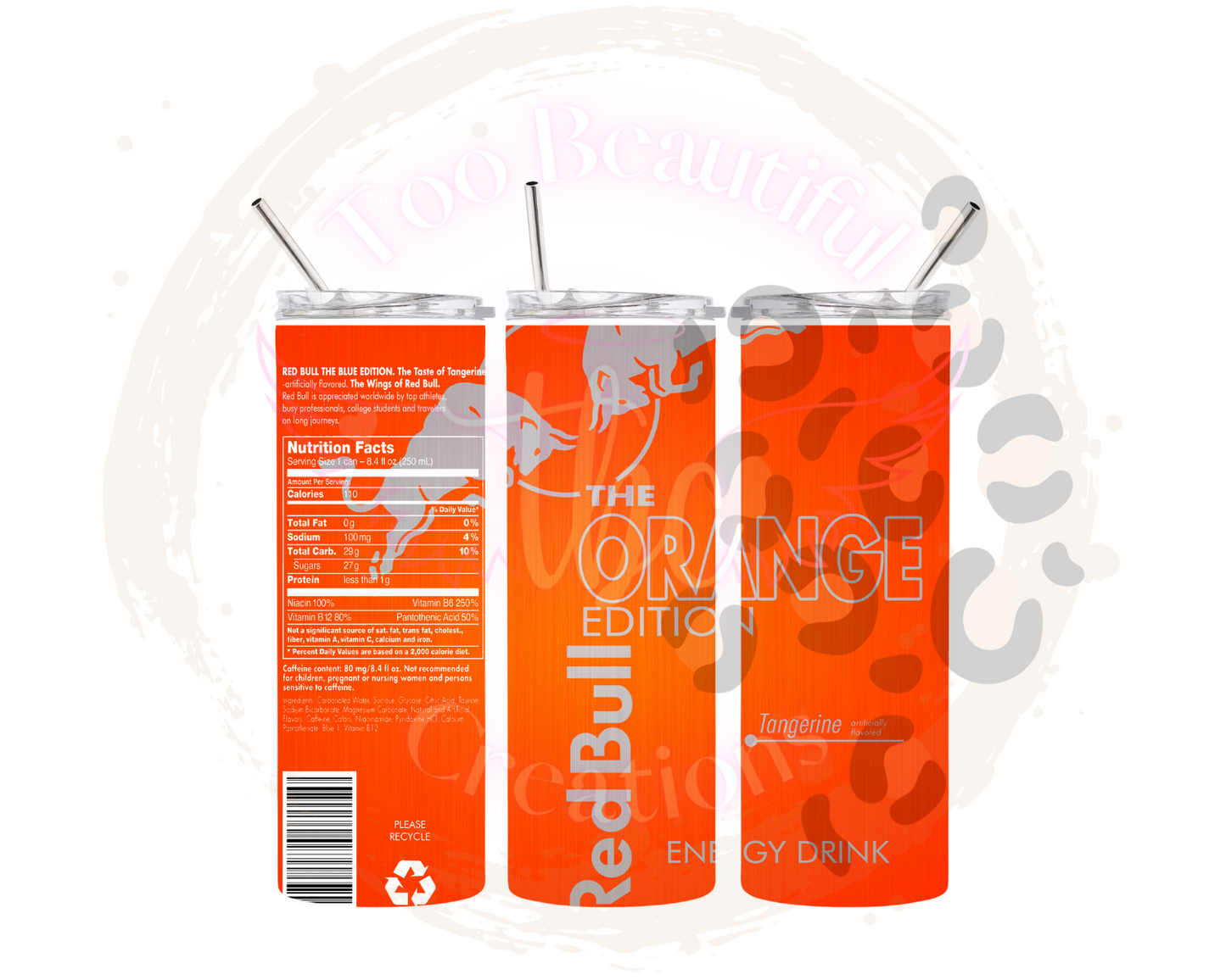 Red Bull Orange Sublimation Tumbler Transfer