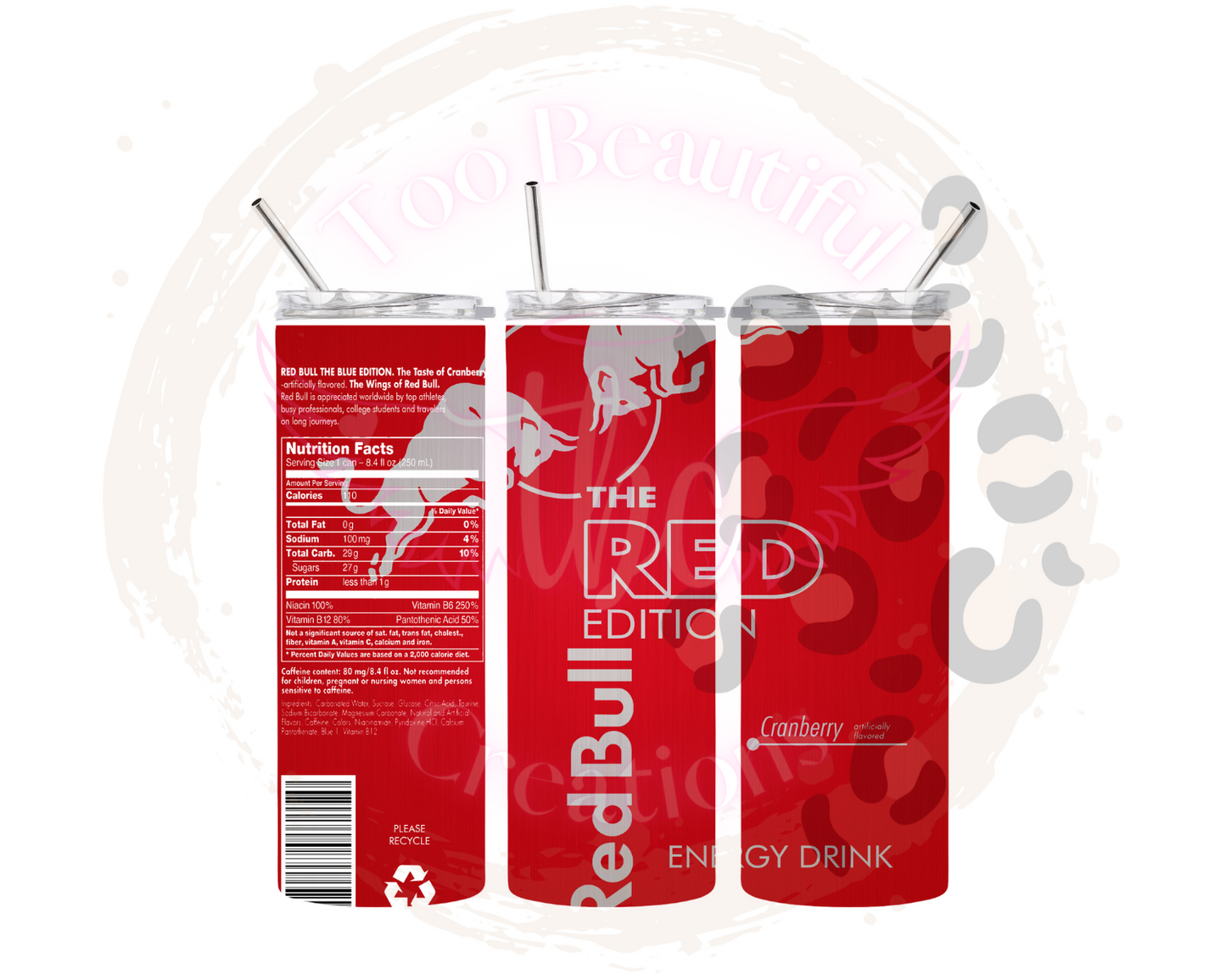 Red Bull Red Sublimation Tumbler Transfer