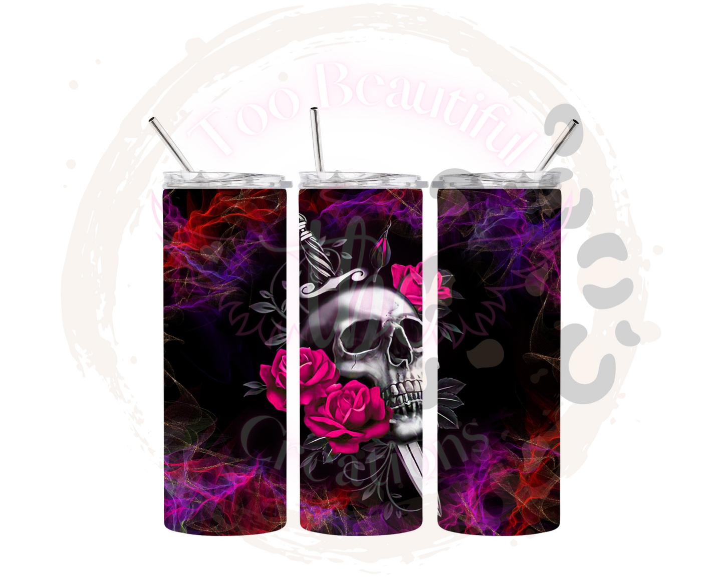 Rose Skull Sublimation Tumbler Transfer