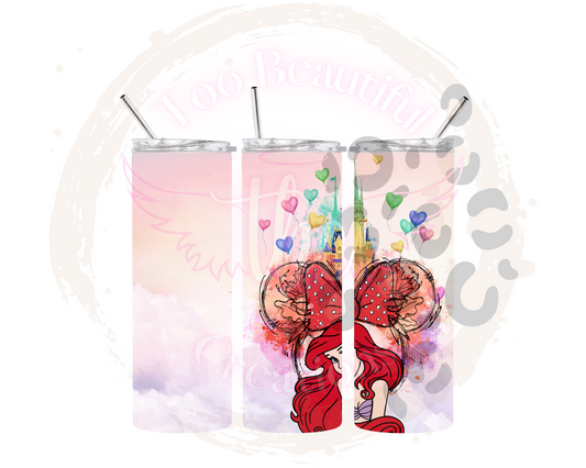 Red Mermaid Sublimation Tumbler Transfer