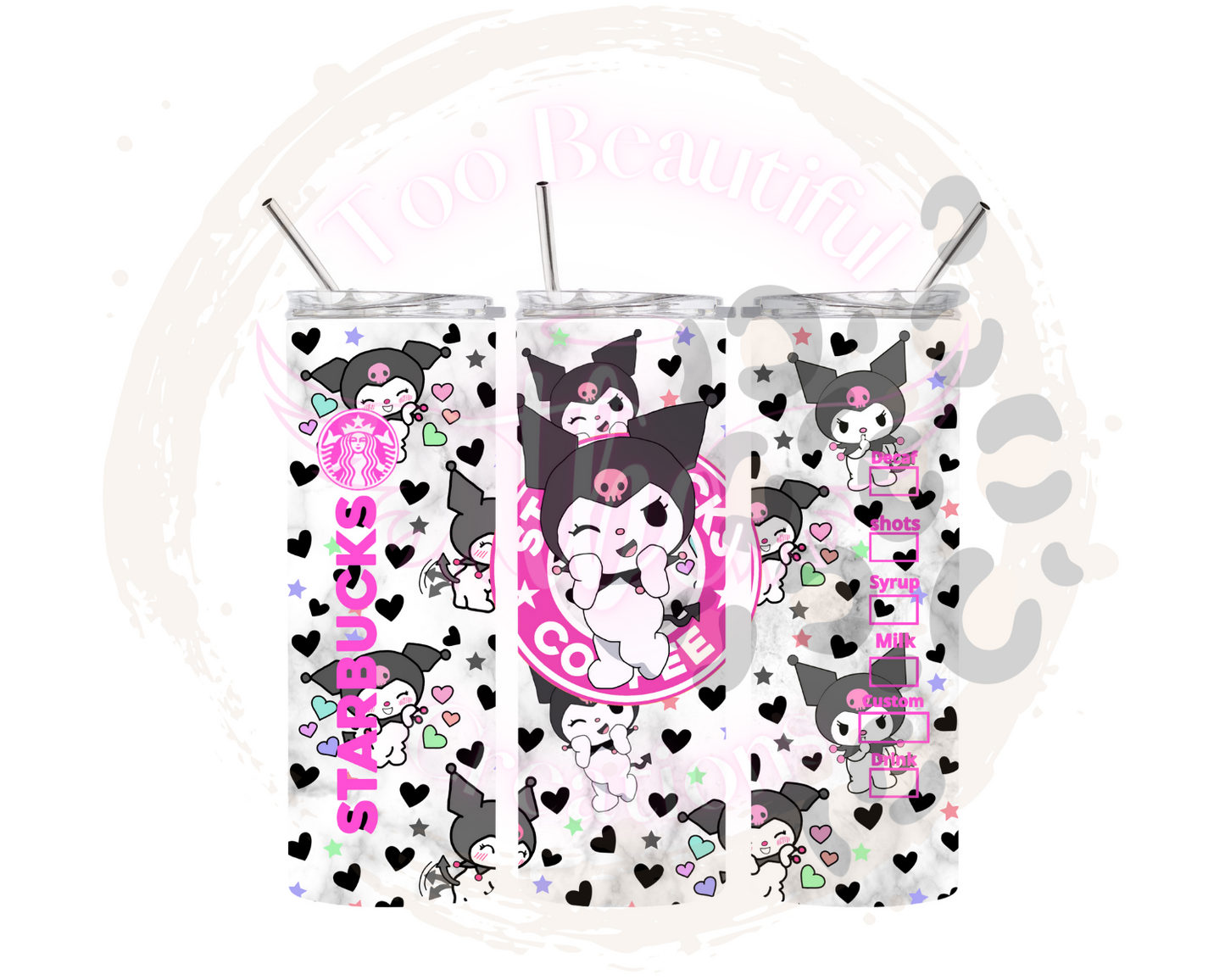 Starbies Purple Kitty Sublimation Tumbler Transfer