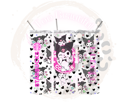 Starbies Purple Kitty Sublimation Tumbler Transfer