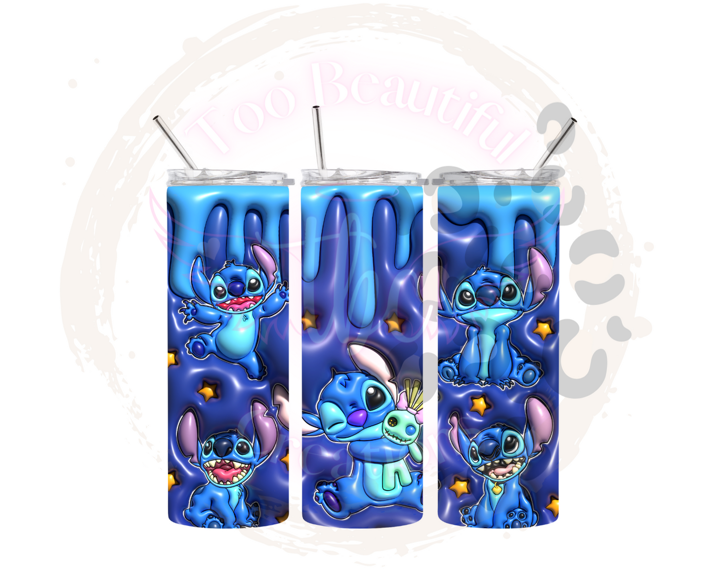 Puff Drip Blue Alien Sublimation Tumbler Transfer