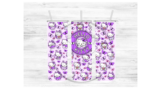 Hello Butterfly Kitty (Purple) Sublimation Tumbler Transfer