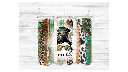 Mom Life (Green/Animal) Sublimation Tumbler Transfer