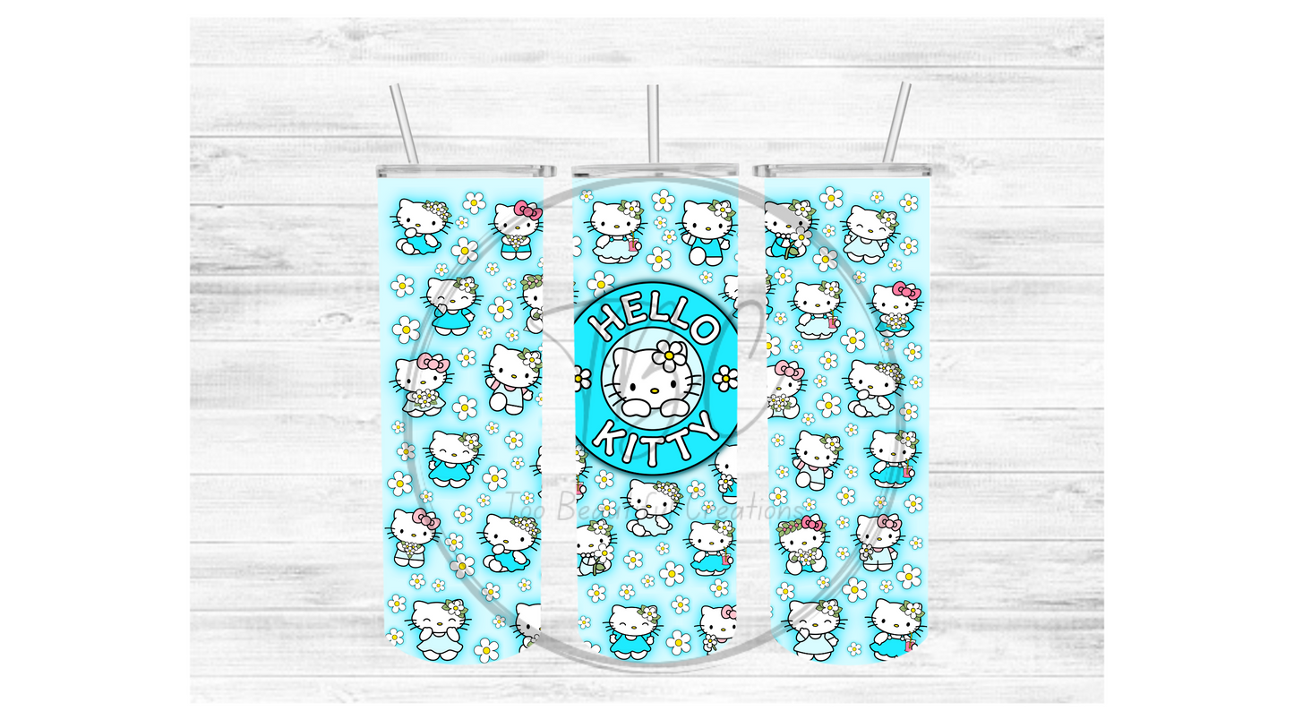 Hello Daisy Kitty (Blue) Sublimation Tumbler Transfer