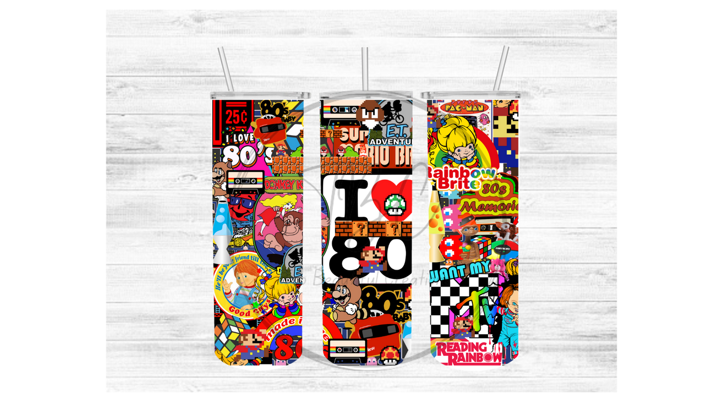 I Love 80's Sublimation Tumbler Transfer