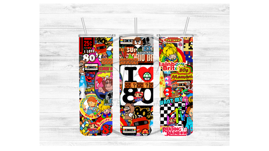 I Love 80's Sublimation Tumbler Transfer