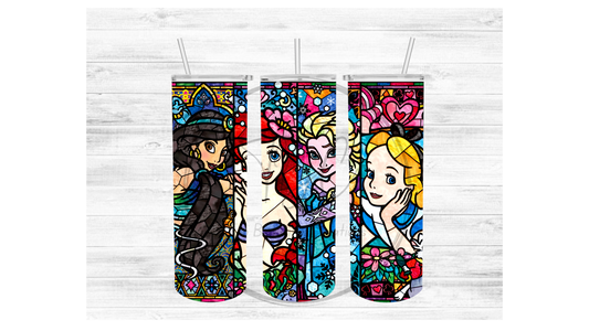 Stained Glass Princesses Sublimation Tumbler Transfer