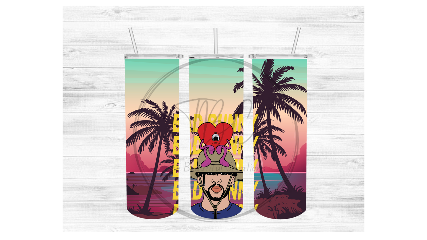 Bad Bunny Sun Set Sublimation Tumbler Transfer