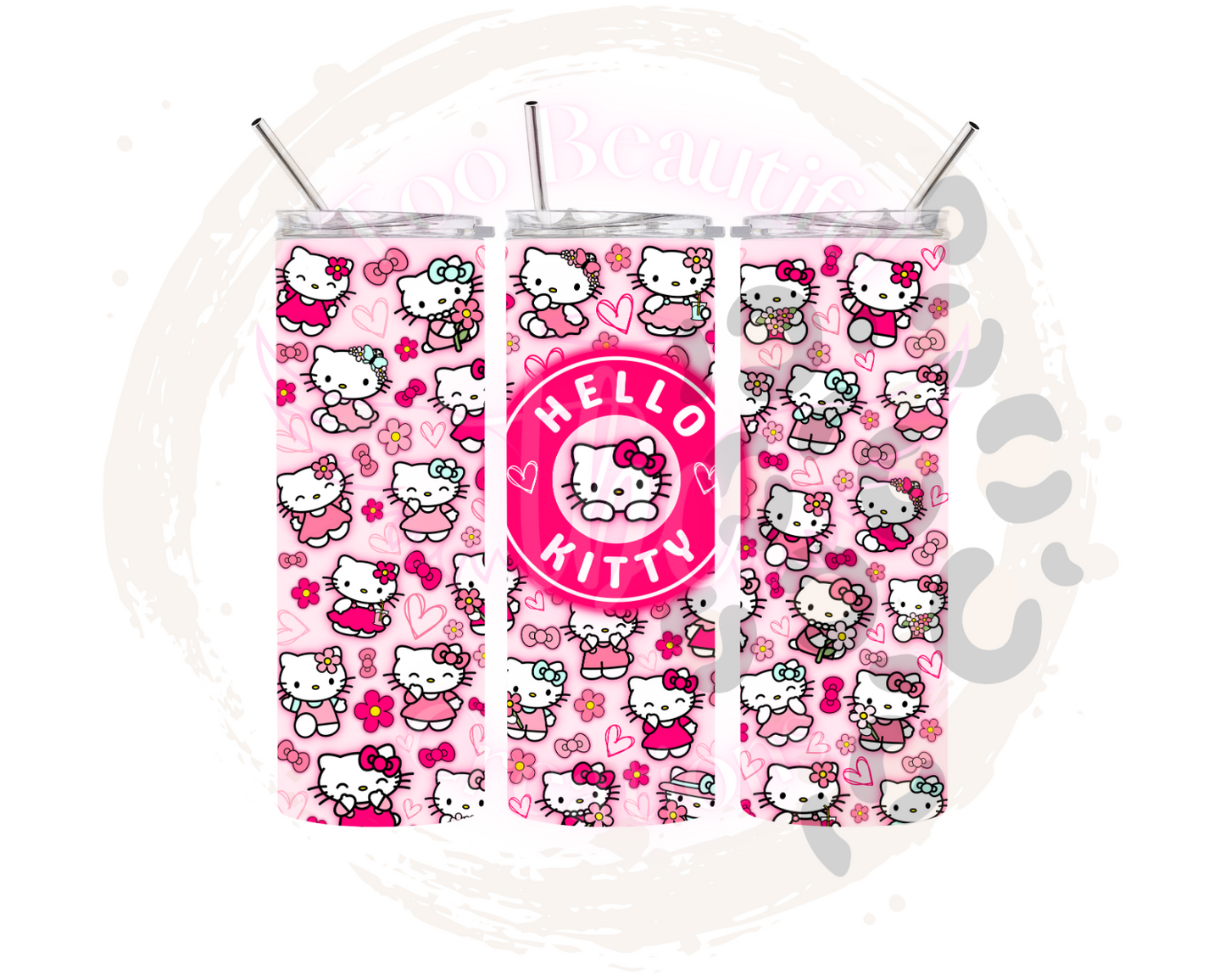 HK Pink Bows Sublimation Tumbler Transfer