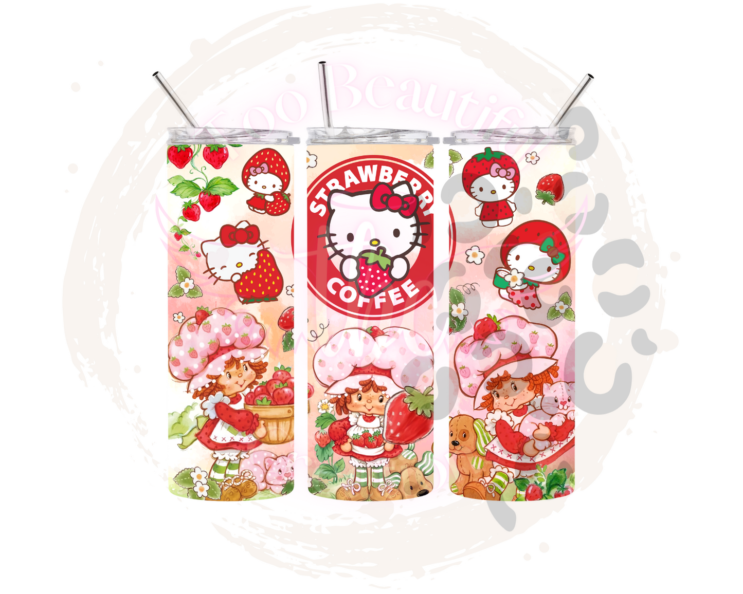 Kitty & Shortcake (Red) Sublimation Tumbler Transfer