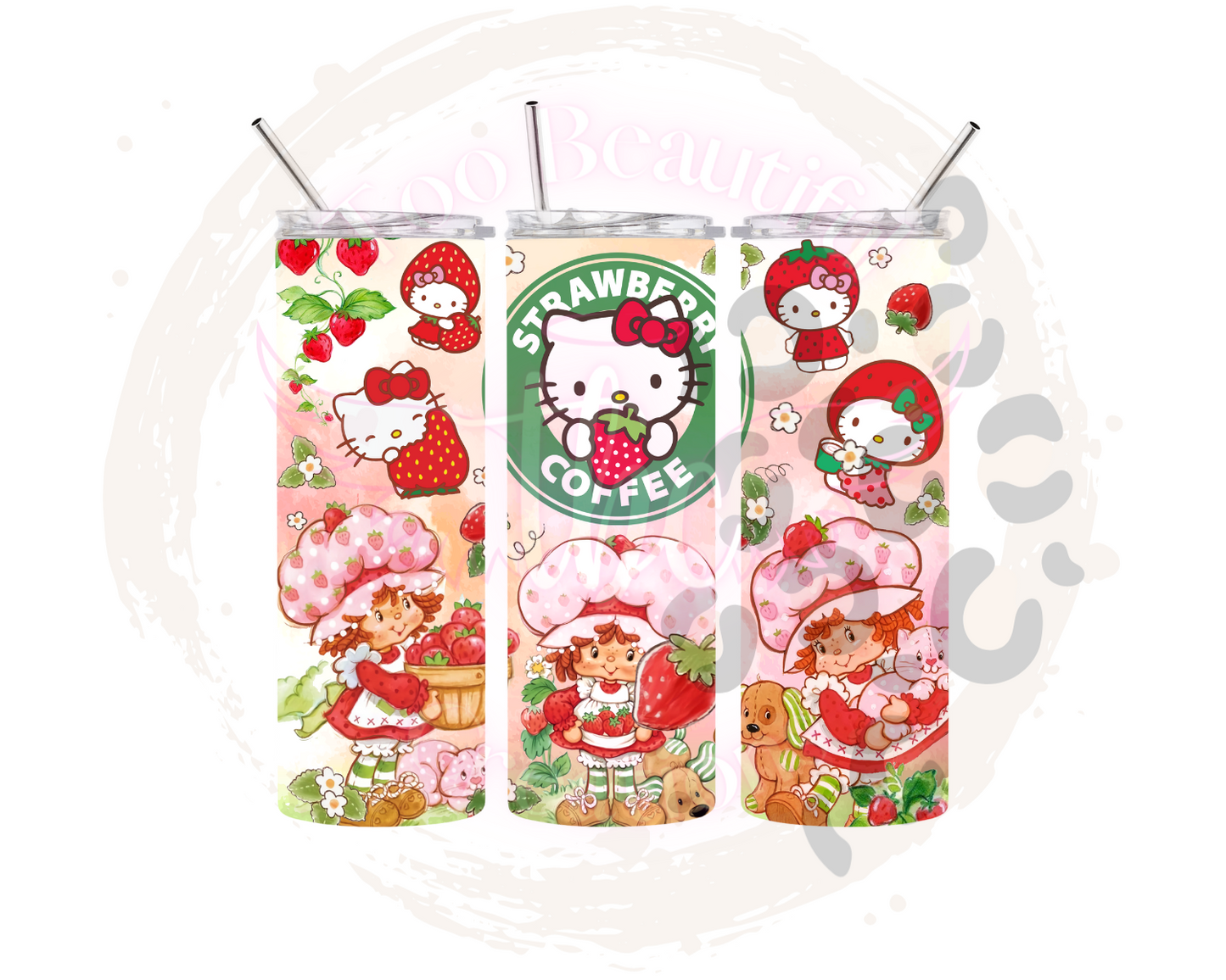 Kitty & Shortcake (Green) Sublimation Tumbler Transfer