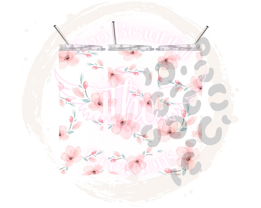 Pink Flowers Sublimation Tumbler Transfer