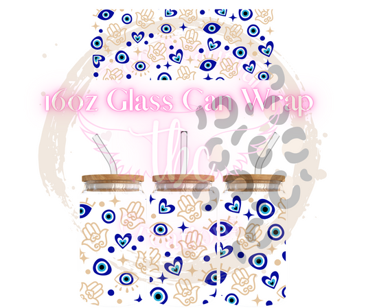 Evil Eye (BlueGold) Glass Can Sublimation Transfer