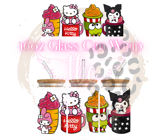 Sanrio Frapps Glass Can Sublimation Transfer