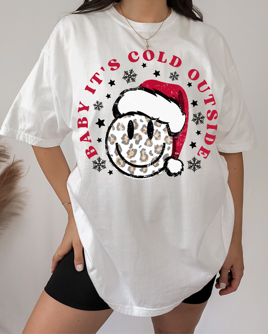 Baby It's Cold Outside Smiley (Cheetah) Apparel Transfer