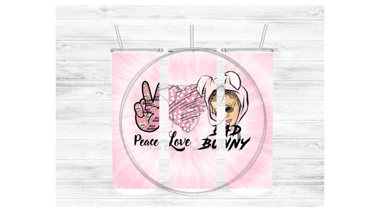 Peace Love Bad Bunny Sublimation Tumbler Transfer