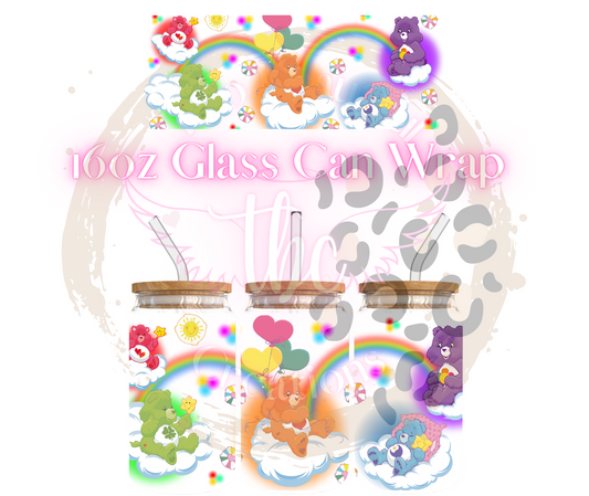 Rainbow Bears Glass Can Sublimation Transfer