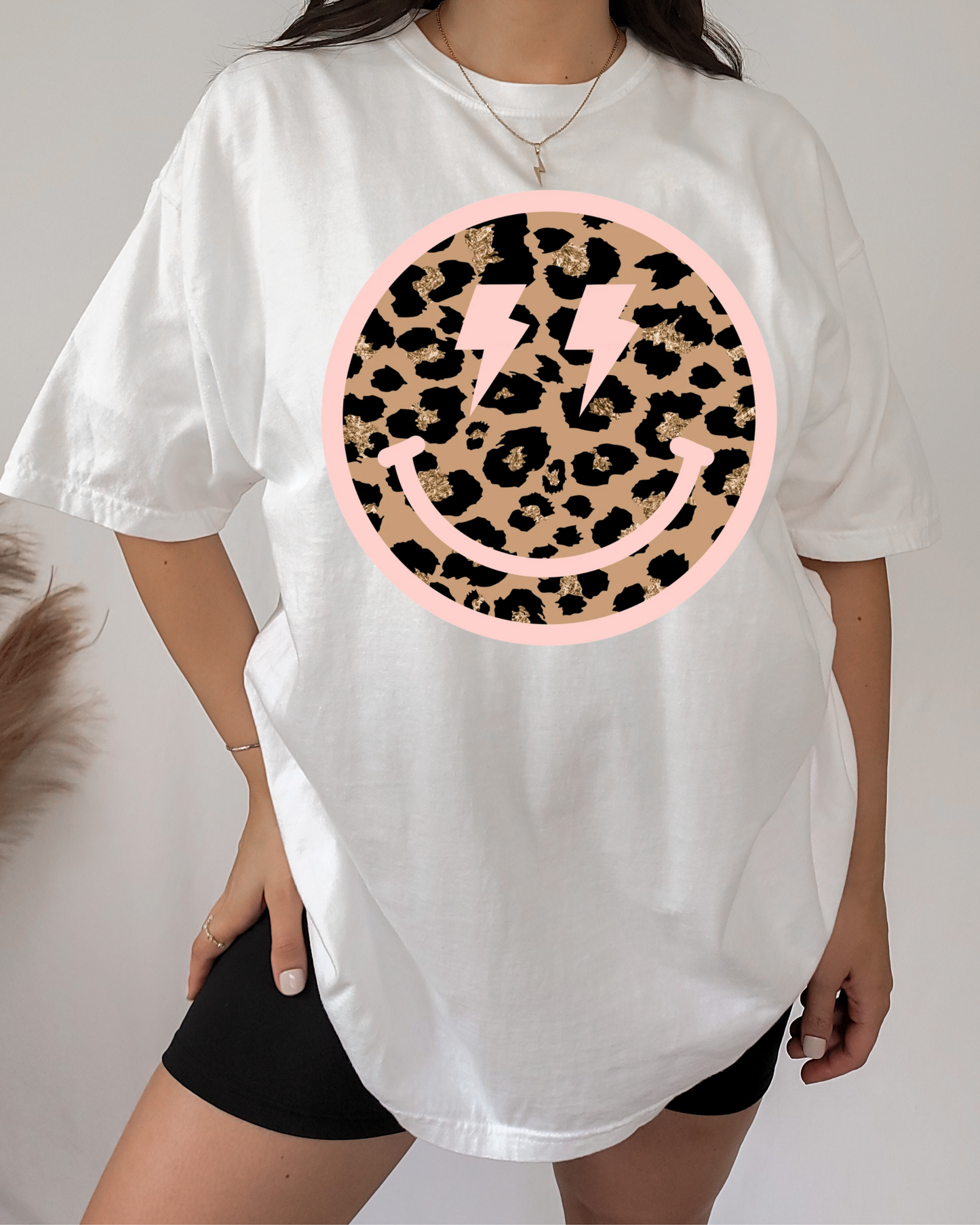 Pink Cheetah Smiley Apparel Transfer