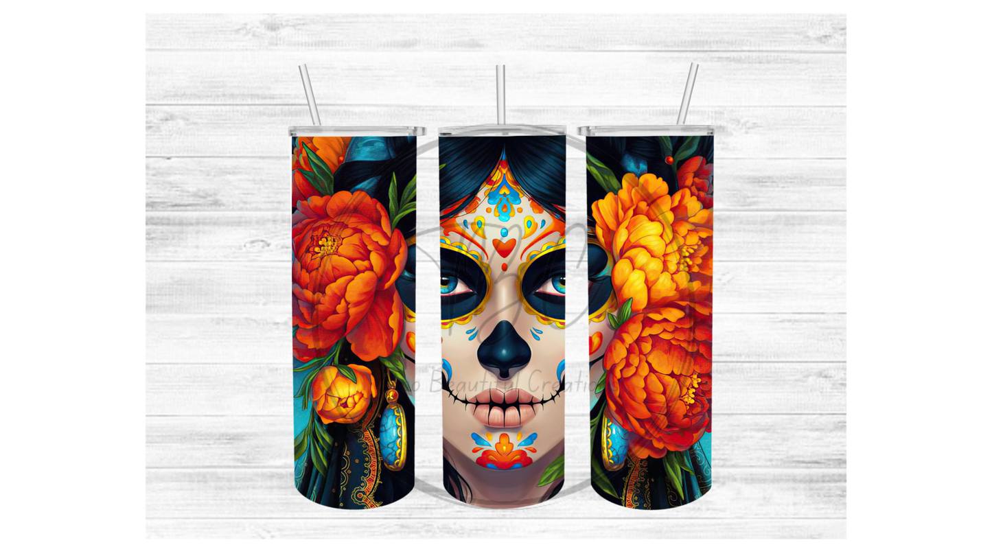 Day of The Dead Woman Sublimation Tumbler Transfer