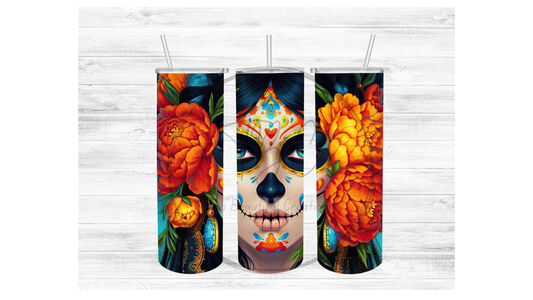 Day of The Dead Woman Sublimation Tumbler Transfer