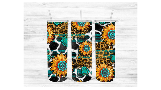 Sunflower Animal (Teal) Sublimation Tumbler Transfer