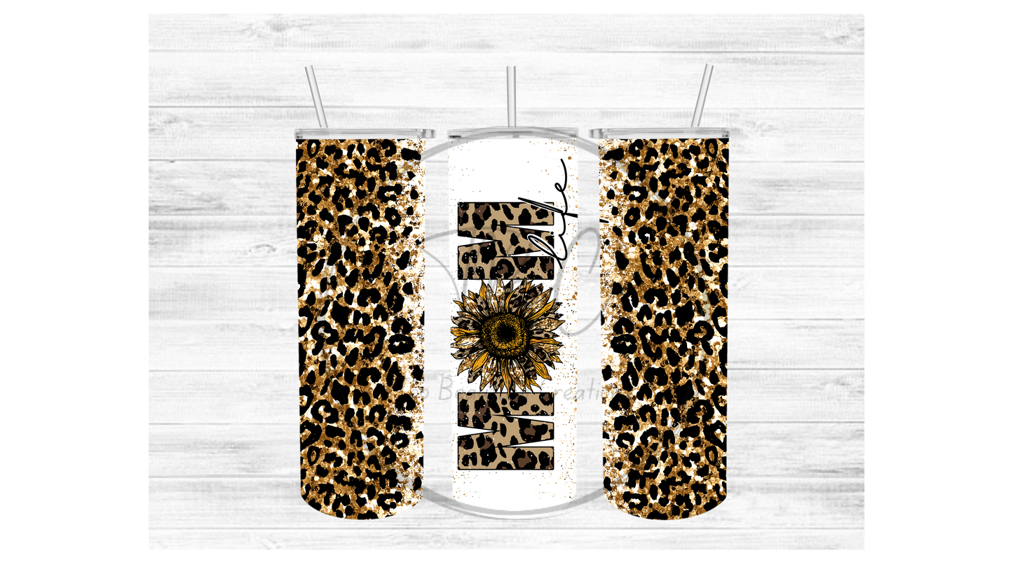 Mom Life (Cheetah/Sunflower) Sublimation Tumbler Transfer