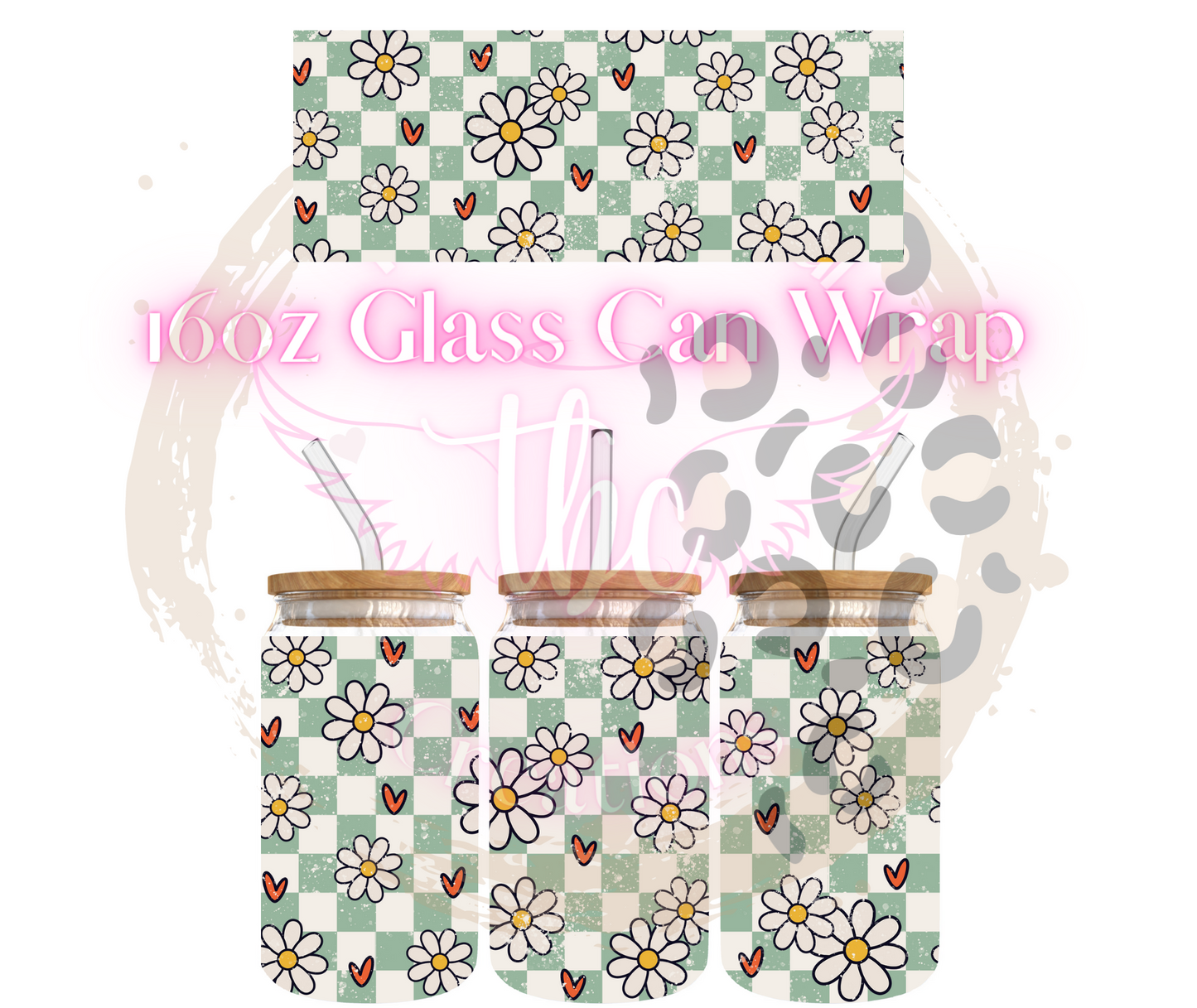 Retro Daisy Glass Can Sublimation Transfer