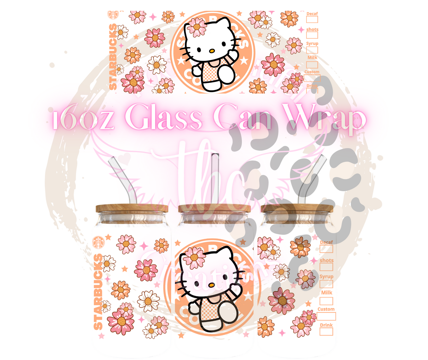 Kitty Peach Kitty Glass Can Sublimation Transfer